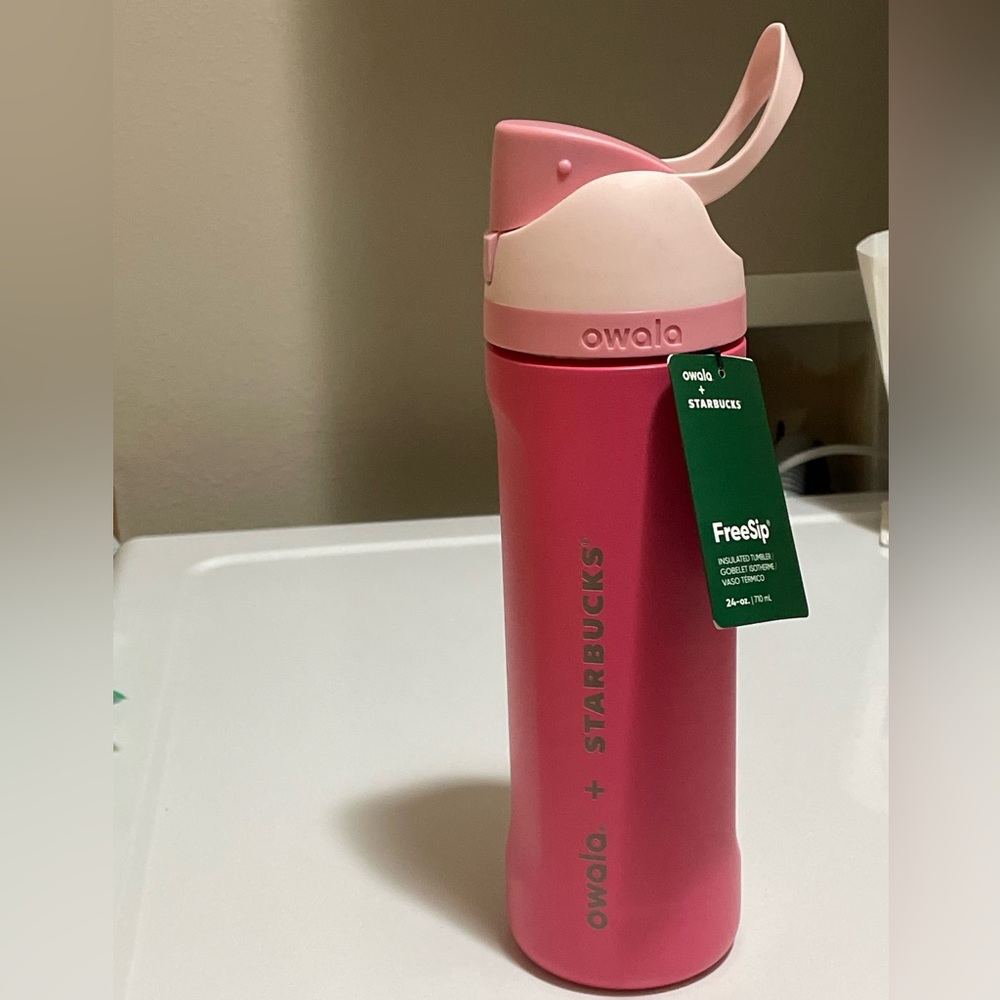 NWT Owala+ Starbucks pink stainless steel water bottle